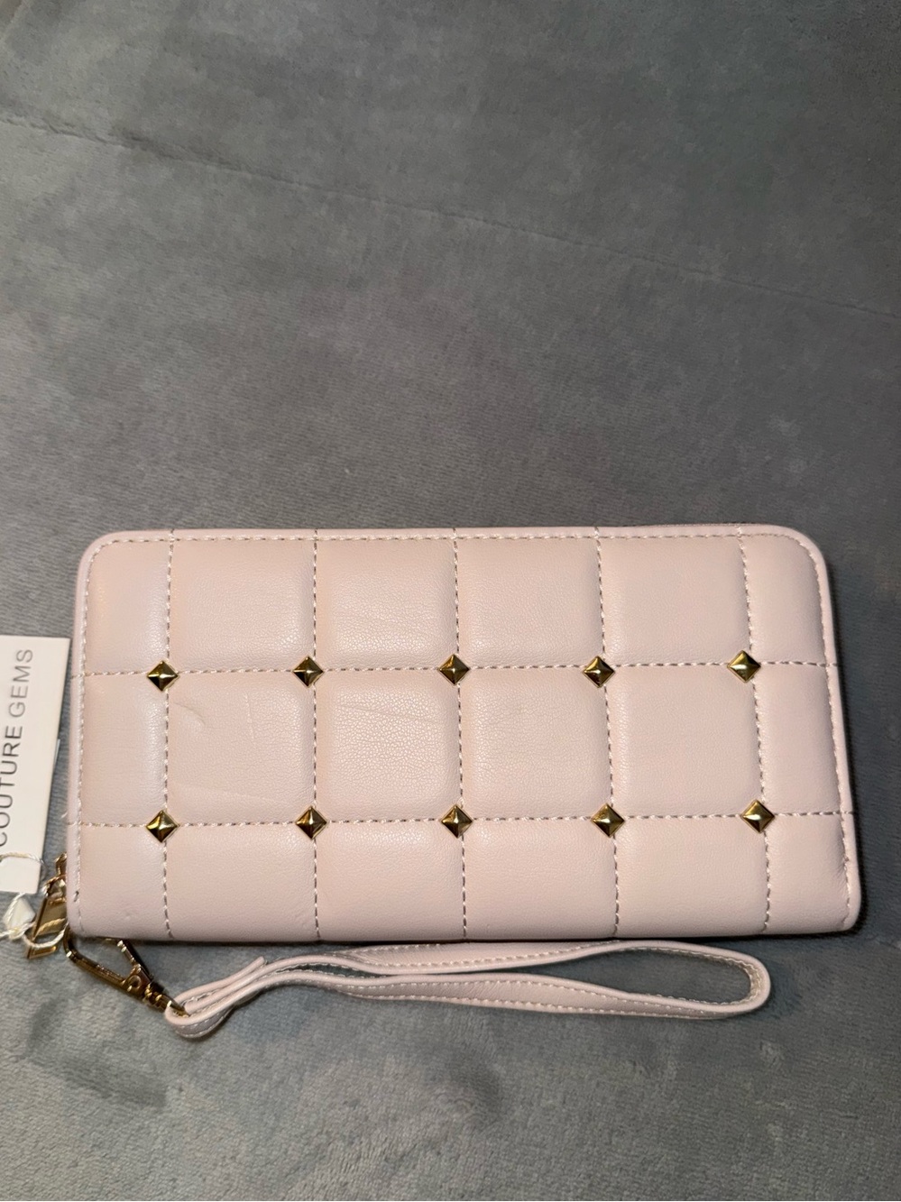 COUTURE GEMS Quilted Zip Continental Wallet w/Studs - NWT